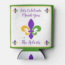 Mardi Gras NAME Green Gold Purple Fleur de Lis Dosenkühler