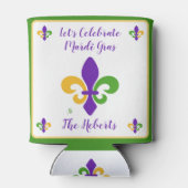 Mardi Gras NAME Green Gold Purple Fleur de Lis Dosenkühler (Rückseite)