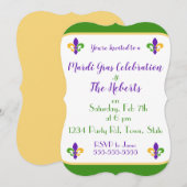 Mardi Gras NAME Green Gold Purple Fleur de Lis Einladung (Vorne/Hinten)
