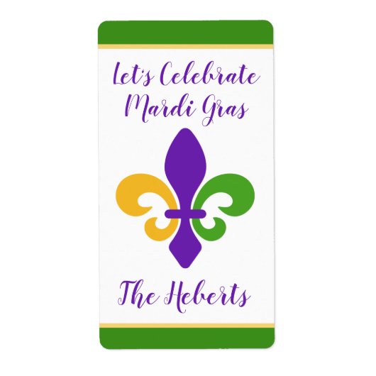 Mardi Gras NAME Grün Gold Lila Fleur de Lis (Vorne)