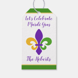 Mardi Gras NAME Grün Gold Lila Fleur de Lis Geschenkanhänger