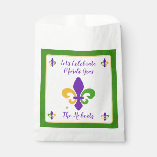 Mardi Gras NAME Grün Gold Lila Fleur de Lis Geschenktütchen