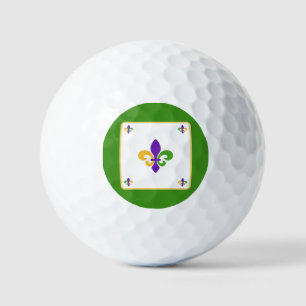 Mardi Gras NAME Grün Gold Lila Fleur de Lis Golfball