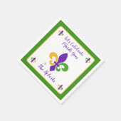 Mardi Gras NAME Grün Gold Lila Fleur de Lis Serviette (Ecke)