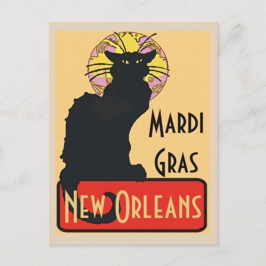 Mardi Gras New Orleans Chat Noir Edit Text Poster Postkarte (Vorderseite)