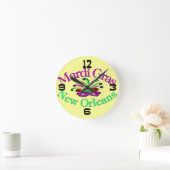 Mardi Gras New Orleans Clock Face Runde Wanduhr (Zuhause)
