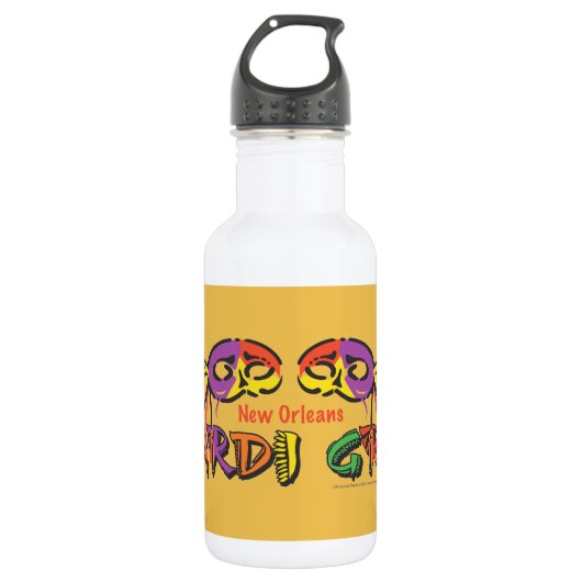 Mardi Gras New Orleans Edelstahlflasche (Vorderseite)