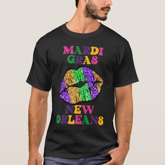 Mardi Gras New Orleans Festival Moon and Stars T-Shirt (Vorderseite)