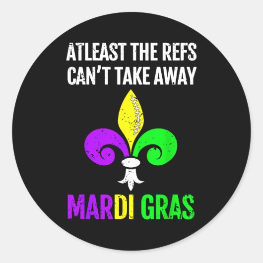Mardi Gras New Orleans Funny Football Gift  Runder Aufkleber (Vorderseite)