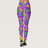Mardi Gras New Orleans Lila, grüner Gelber Text Leggings (Rückseite)