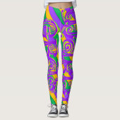 Mardi Gras New Orleans Lila, grüner Gelber Text Leggings (Vorderseite)