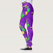 Mardi Gras New Orleans Lila grünes Gelb Niedlich Leggings (Links)