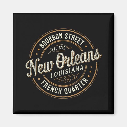 Mardi Gras New Orleans Louisiana Bourbon Street So Magnet (Vorne)