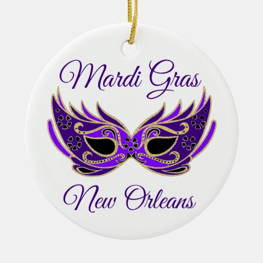 Mardi Gras New Orleans Mask Keramik Ornament (Vorne)