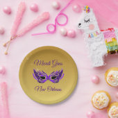 Mardi Gras New Orleans Mask on Gold Pappteller (Party)