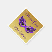 Mardi Gras New Orleans Mask on Gold Serviette (Ecke)