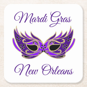 Mardi Gras New Orleans Mask Rechteckiger Pappuntersetzer