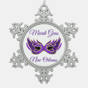 Mardi Gras New Orleans Mask Schneeflocken Zinn-Ornament