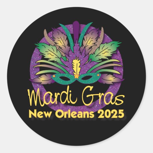 Mardi Gras New Orleans Mask Sticker - 2025 (Vorderseite)