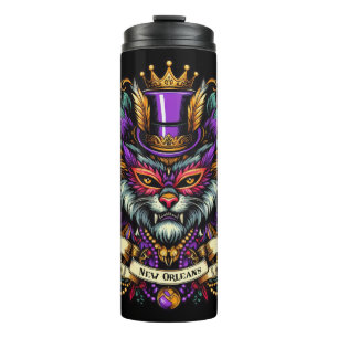 Mardi Gras New Orleans MaskedCat Design Thermosbecher