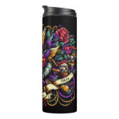 Mardi Gras New Orleans MaskedCat Design Thermosbecher (Nach rechts gedreht)