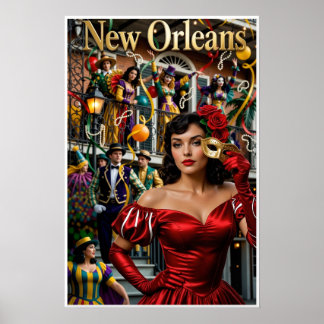 Mardi Gras New Orleans Plakat. Poster