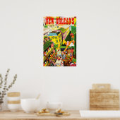 Mardi Gras New Orleans Reiseplakat. Poster (Küche)