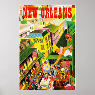 Mardi Gras New Orleans Reiseplakat. Poster