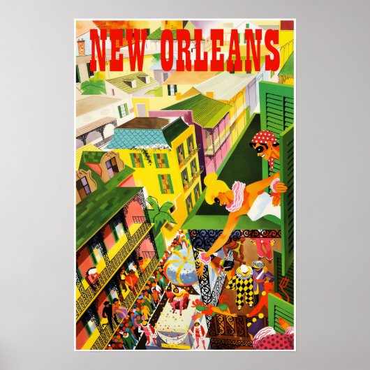 Mardi Gras New Orleans Reiseplakat. Poster (Vorne)