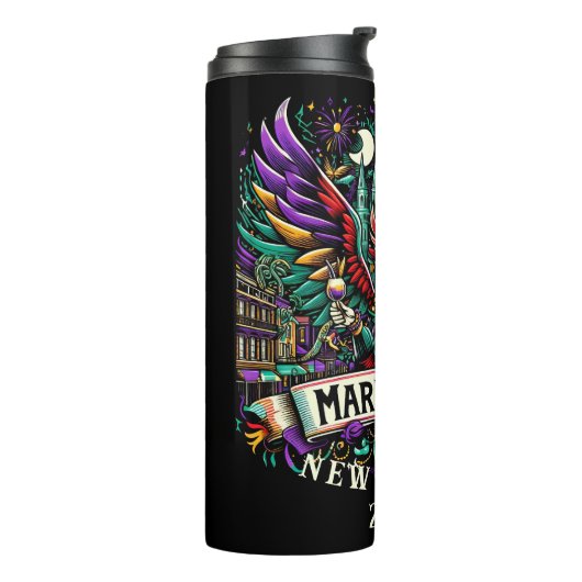 Mardi Gras New Orleans Winged Devil Design Thermosbecher (Nach links gedreht)