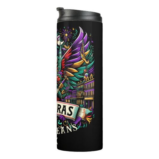 Mardi Gras New Orleans Winged Devil Design Thermosbecher (Nach rechts gedreht)