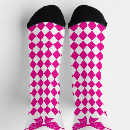 Mardi Gras Niedlich Bow Pink White Carnival Socken