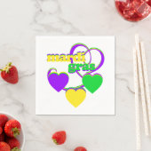 Mardi Gras Niedlich Hearts Farbenfroher Text Karne Serviette (Beispiel)