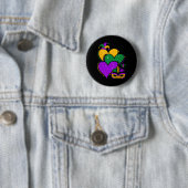 Mardi Gras Niedlich Hearts Frauen und Mädchen Vint Button (Beispiel)