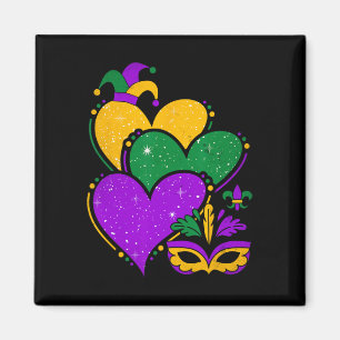 Mardi Gras Niedlich Hearts Frauen und Mädchen Vint Magnet