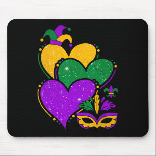 Mardi Gras Niedlich Hearts Frauen und Mädchen Vint Mousepad