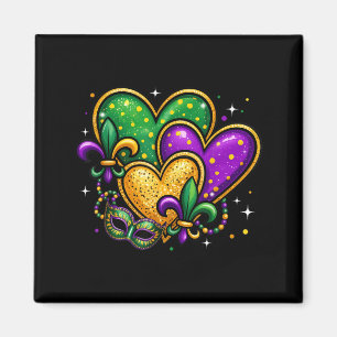 Mardi Gras Niedliche Herzen Fleur De Lis Mädchen F Magnet