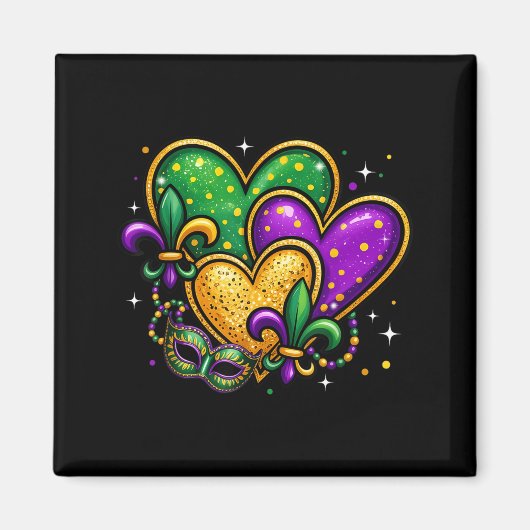 Mardi Gras Niedliche Herzen Fleur De Lis Mädchen F Magnet (Vorne)