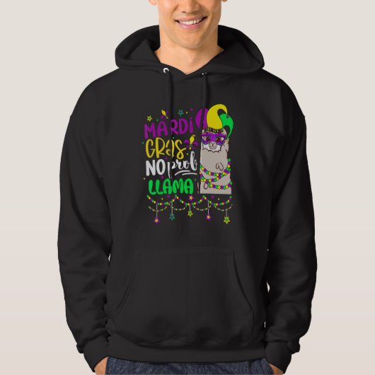Mardi Gras No Prob Llama Alpaca Funny Carnival Cos Hoodie (Vorderseite)