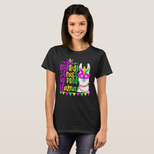 Mardi Gras No Prob Llama Alpaca Funny Carnival Cos T-Shirt (Vorne ganz)