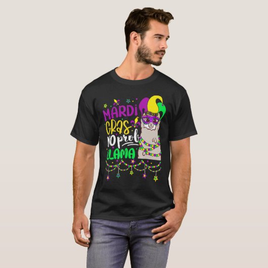 Mardi Gras No Prob Llama Alpaca Funny Carnival Cos T-Shirt (Vorne ganz)