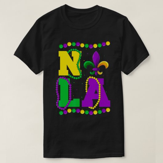 Mardi Gras Nola FleurDeLys & Beads Apparel, Men Wo T-Shirt (Design vorne)