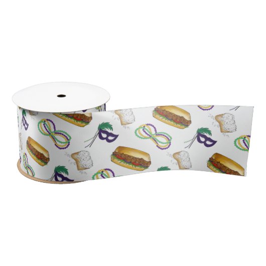 Mardi Gras NOLA New Orleans Mask Beads Beignet Satinband (Spule)