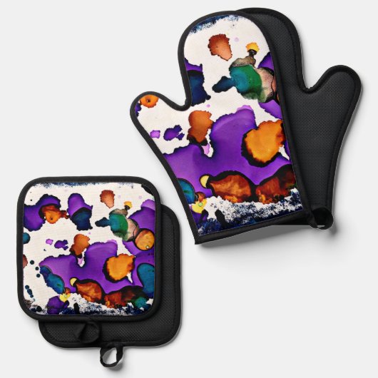 Mardi Gras Ofenhandschuh & Topflappen-Set (Vorderseite/Rückseite)