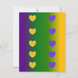 Mardi Gras Ombre mit Herzen Mitteilungskarte