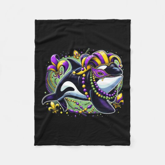 Mardi Gras Orca Whale Fleecedecke (Vorderseite)