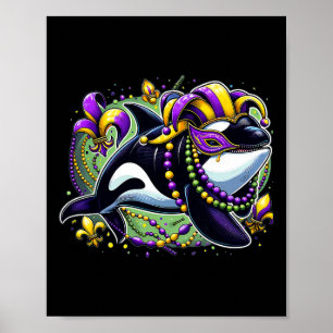 Mardi Gras Orca Whale Poster