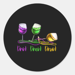 Mardi Gras Outfit for women Men Wine Party Drink D Runder Aufkleber