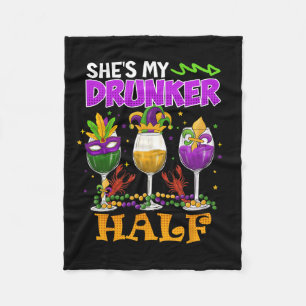 Mardi Gras Outfit Sie ist mein Betrunkenerer Halbm Fleecedecke
