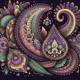 Mardi Gras paisley Fleur-de-lis Kissen